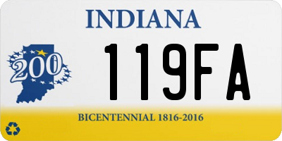 IN license plate 119FA