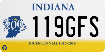 IN license plate 119GFS