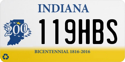 IN license plate 119HBS