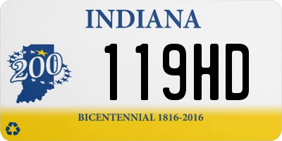 IN license plate 119HD