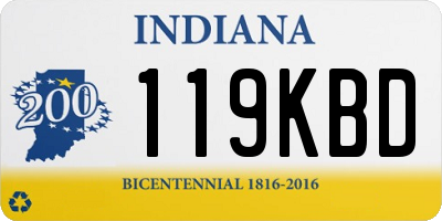 IN license plate 119KBD