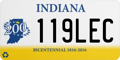 IN license plate 119LEC
