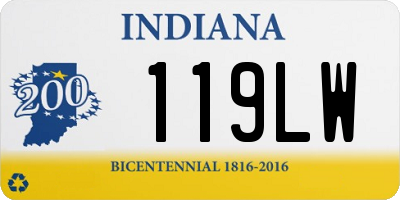 IN license plate 119LW