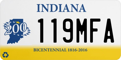 IN license plate 119MFA