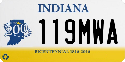 IN license plate 119MWA