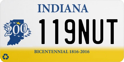 IN license plate 119NUT