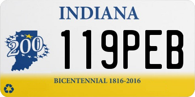 IN license plate 119PEB