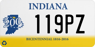 IN license plate 119PZ