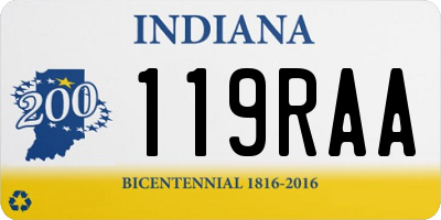 IN license plate 119RAA