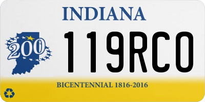 IN license plate 119RCO