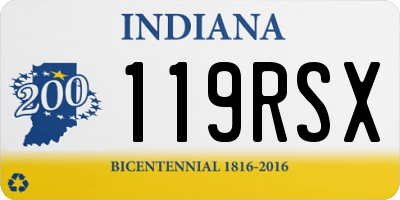 IN license plate 119RSX