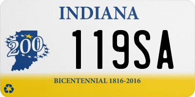 IN license plate 119SA