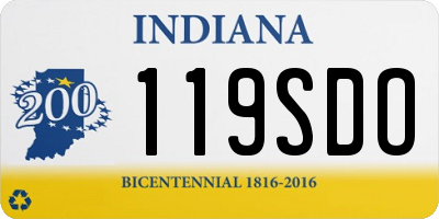 IN license plate 119SDO