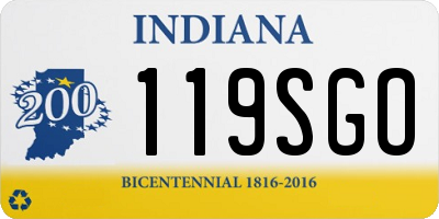 IN license plate 119SGO