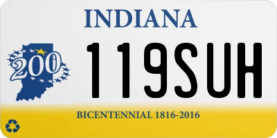 IN license plate 119SUH