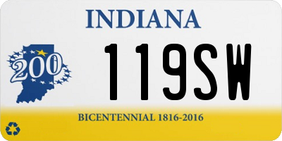 IN license plate 119SW