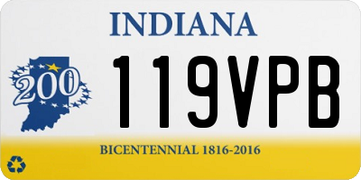 IN license plate 119VPB