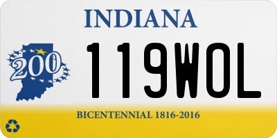 IN license plate 119WOL