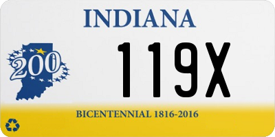 IN license plate 119X