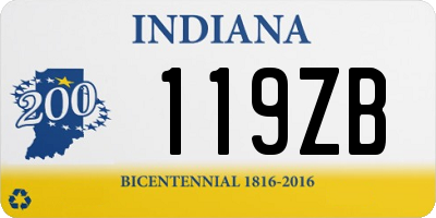 IN license plate 119ZB