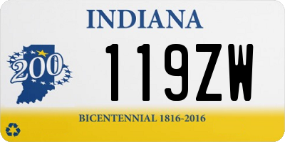 IN license plate 119ZW