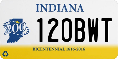 IN license plate 120BWT