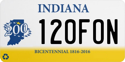 IN license plate 120FON