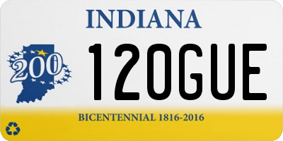 IN license plate 120GUE