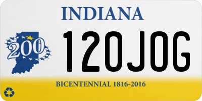 IN license plate 120JOG