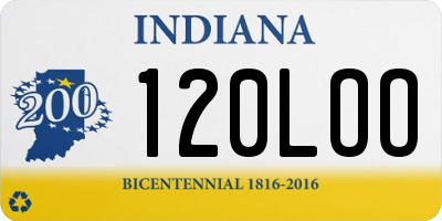 IN license plate 120LOO