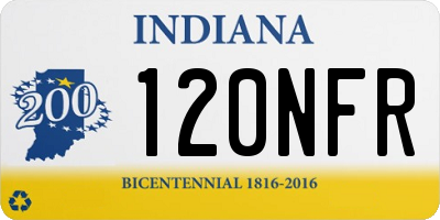 IN license plate 120NFR
