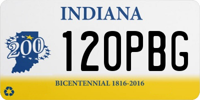 IN license plate 120PBG
