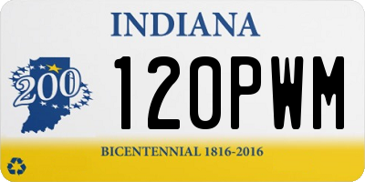 IN license plate 120PWM