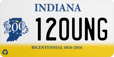 IN license plate 120UNG