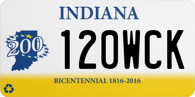 IN license plate 120WCK