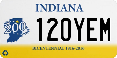IN license plate 120YEM
