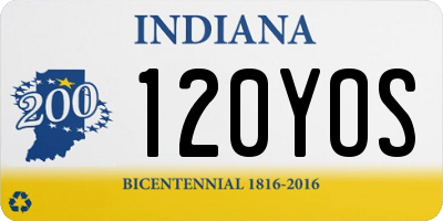 IN license plate 120YOS