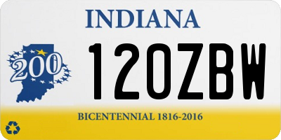 IN license plate 120ZBW