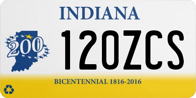 IN license plate 120ZCS