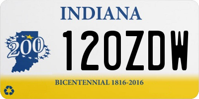 IN license plate 120ZDW