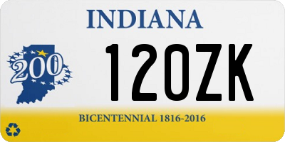 IN license plate 120ZK