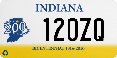 IN license plate 120ZQ