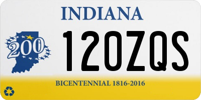 IN license plate 120ZQS