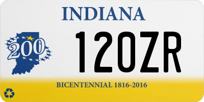 IN license plate 120ZR