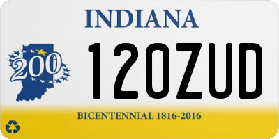 IN license plate 120ZUD