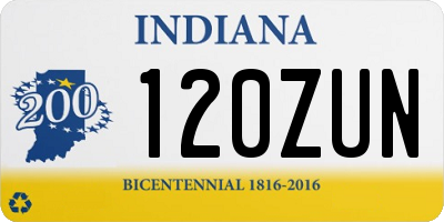 IN license plate 120ZUN