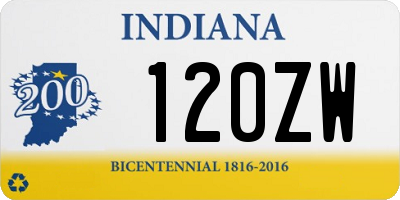 IN license plate 120ZW