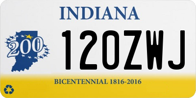 IN license plate 120ZWJ