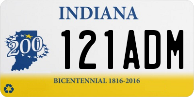 IN license plate 121ADM