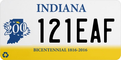 IN license plate 121EAF